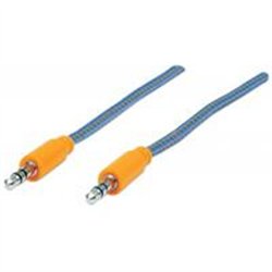 CABLE AUDIO,MANHATTAN,352802, ESTEREO 3.5MM M-M 1.0M TEXTIL AZUL/NARANJA