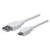 CABLE USB,MANHATTAN,323897, V2 A-MICRO B, BOLSA PVC 1.0M BLANCO