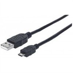 CABLE USB,MANHATTAN,325684, V2 A-MICRO B, BOLSA PVC 3.0M NEGRO