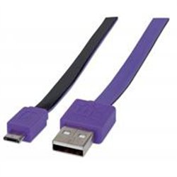 CABLE USB,MANHATTAN,391368, V2 A-MICRO B, BLISTER PLANO 1.0M MORADO/NEGRO