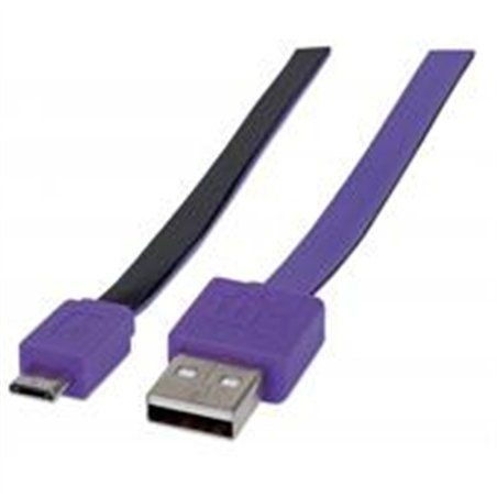 CABLE USB,MANHATTAN,391368, V2 A-MICRO B, BLISTER PLANO 1.0M MORADO/NEGRO