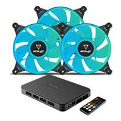 VENTILADORES OCELOT GAMING OFKIT-2 / KIT 3 PIEZAS / 120MM / RGB / HUB PARA 10X VENTILADORES RGB / CONTROL REMOTO / 38.5 CFM / 12
