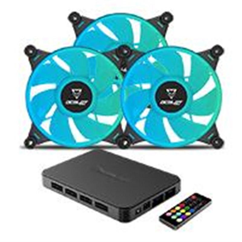 VENTILADORES OCELOT GAMING OFKIT-2 / KIT 3 PIEZAS / 120MM / RGB / HUB PARA 10X VENTILADORES RGB / CONTROL REMOTO / 38.5 CFM / 12