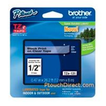 CINTA LAMINADA BROTHER TZE131 12MM NEGRO SOBRE TRANSPARENTE DE 8 METROS