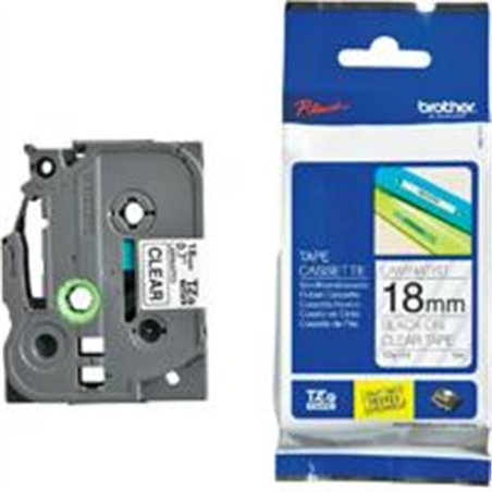 CINTA LAMINADA BROTHER TZE141 NEGRO SOBRE TRANSPARENTE DE 18 MM 8 MTS