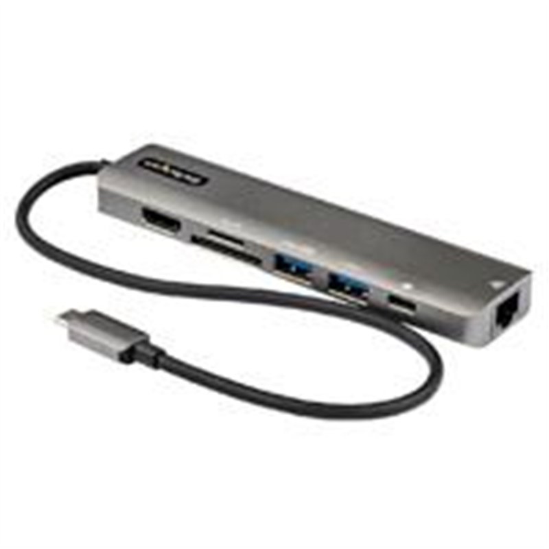 DOCKING STATION - ADAPTADOR MULTIPUERTOS USB C - DOCK MINI USB-C A HDMI 2.0 4K 60HZ, PD PASS-THROUGH DE 100W, SD, USB, GBE Y CAB