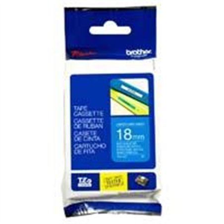 CINTA BROTHER LAMINADA TZE545 BLANCO SOBRE AZUL 18 MM DE GROSOR