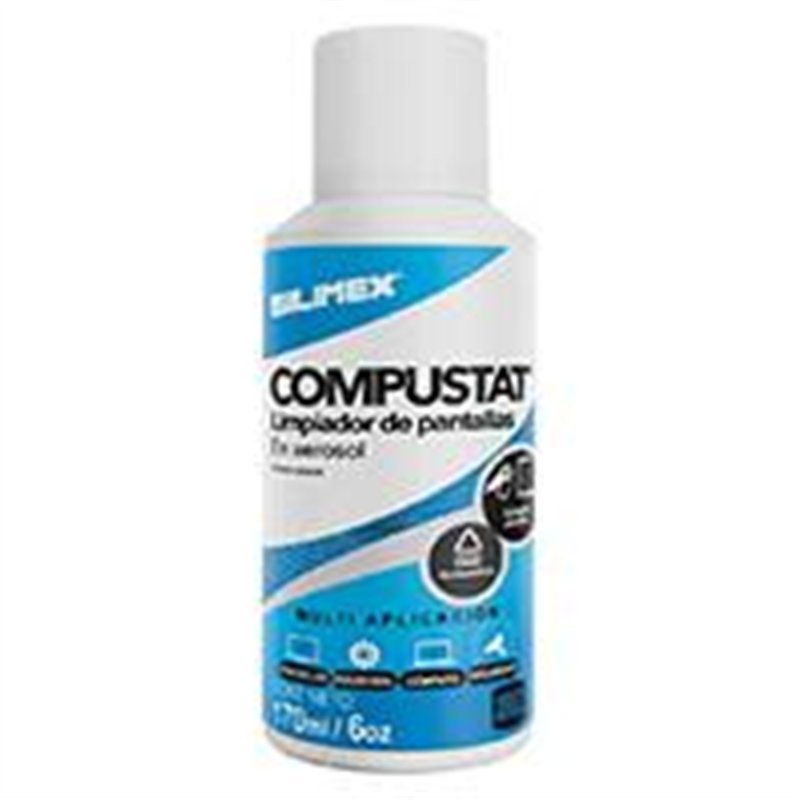 AEROSOL COMPUSTAT LIMPIADOR DE PANTALLAS (LAPTOPS, TABLETAS, SMART TV´S, SMART PHONES) SILIMEX 170 ML