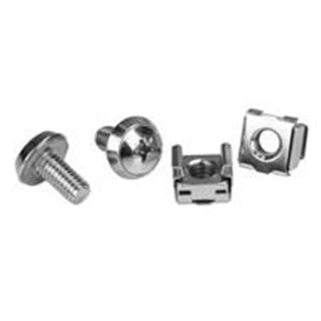 PACK DE 100 TORNILLOS DE MONTAJE Y TUERCAS ENJAULADAS M6 PARA RACK GABINETE DE SERVIDORES