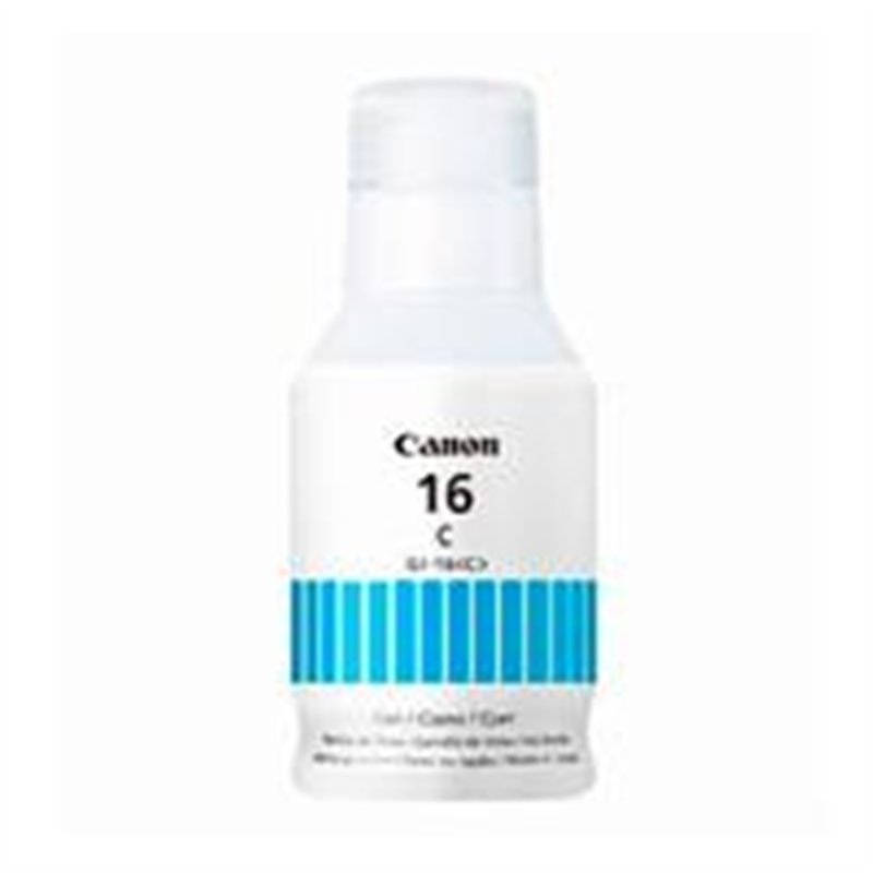 BOTELLA DE TINTA CANON GI-16 CYAN,RENDIMIENTO 9,000 PAGINAS,COMPATIBLE: MAXIFY GX7010,MAXIFY GX6010,MAXIFY GX5010