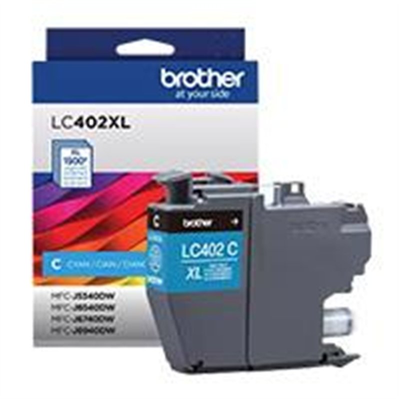 CARTUCHO BROTHER LC402XLC CYAN, RENDIMIENTO 1500 PAGINAS