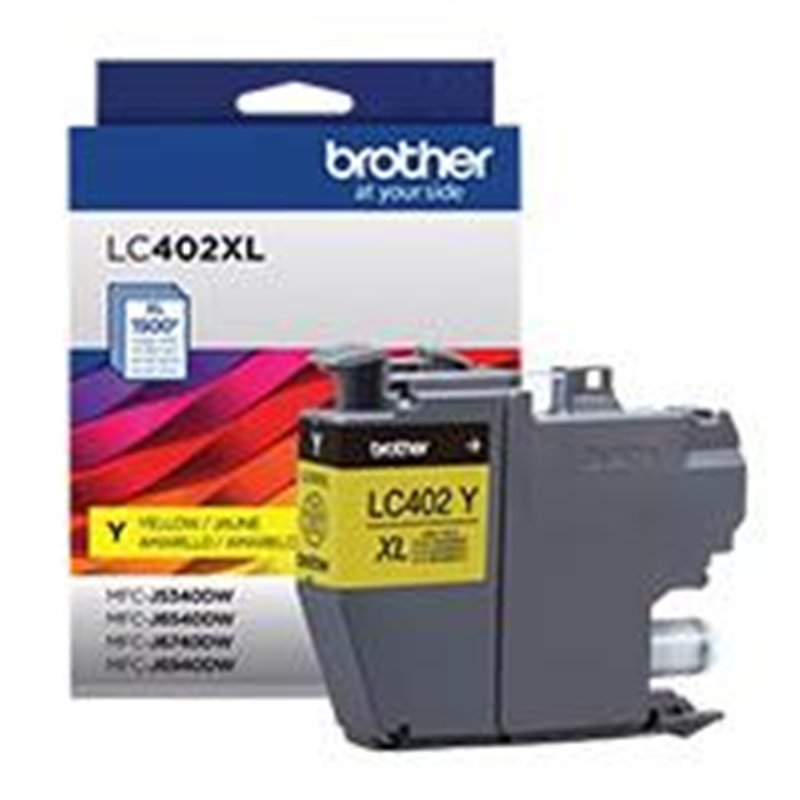 CARTUCHO BROTHER LC402XLY AMARILLO, RENDIMIENTO 1500 PAGINAS