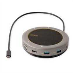 ALTAVOZ DE CONFERENCIA USB-C MINI DOCK STARTECH.COM, ALTAVOZ PORTATIL PARA SALA DE JUNTAS Y ADAPTADOR MULTIPUERTO, USB-C A VGA/4