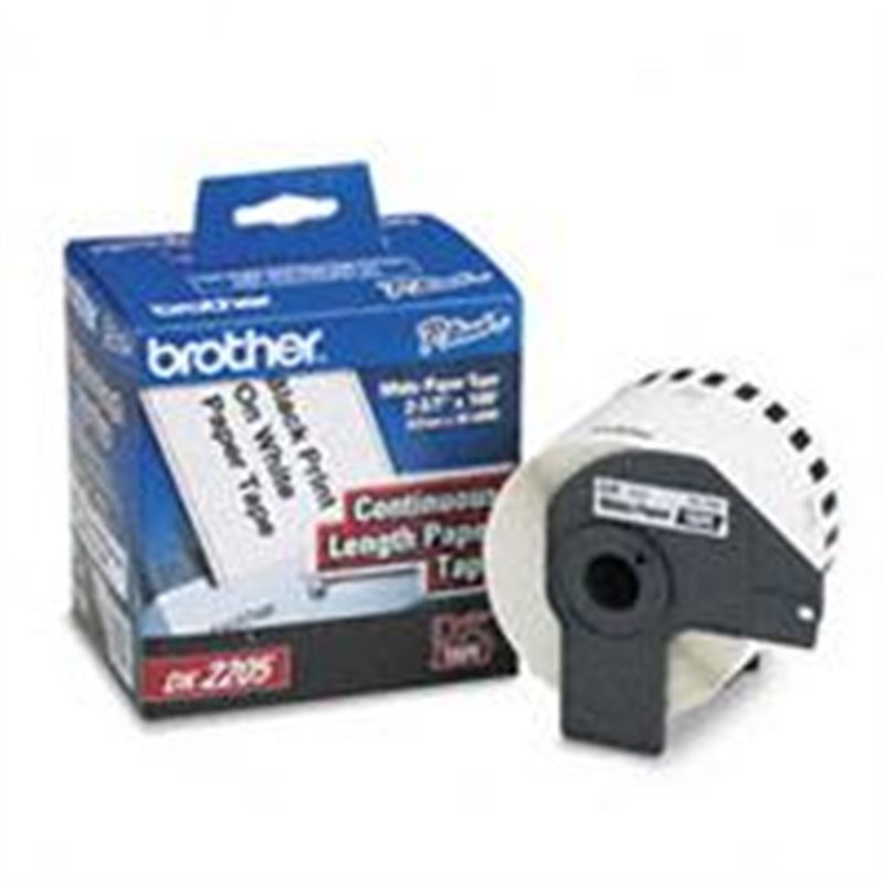 ETIQUETA CONTINUO BROTHER DK2205 BLANCA 62MM X 30.4 MTS COMPATIBLE CON QL´S