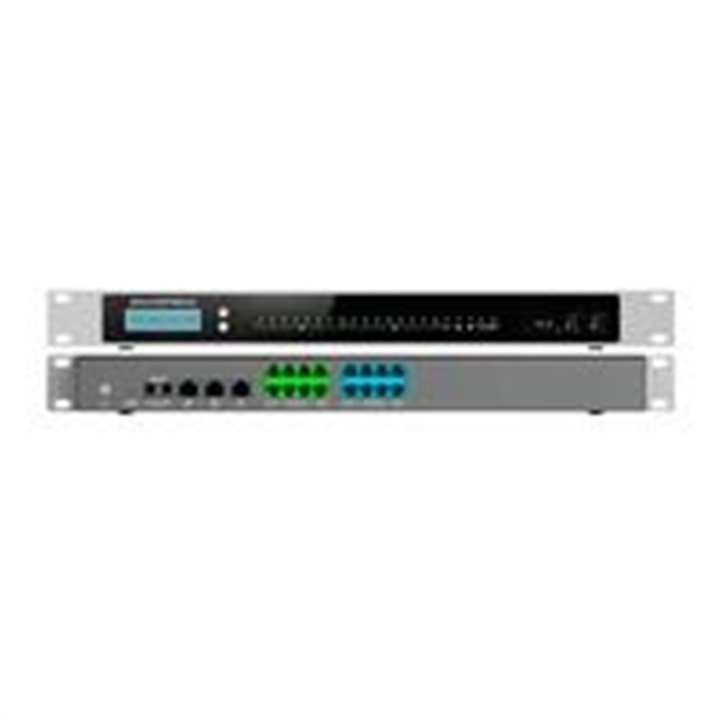 CONMUTADOR IP GRANDSTREAM UCM6308A/ SERIE AUDIO 8FXO8FXS 1500 EXTENSIONES SIP 200 LLAMADAS SIMULTANEAS 3 PUERTOS GIGABIT MONTAJE