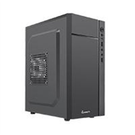GABINETE QUARONI FRENTE ABS, NEGRO CON FRANJA TIPO FIBRA DE CARBONO, MICRO ATX / MINI ITX, FUENTE DE PODER INCLUIDA DE 500W