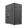 GABINETE QUARONI FRENTE ABS, NEGRO CON FRANJA TIPO FIBRA DE CARBONO, MICRO ATX / MINI ITX, FUENTE DE PODER INCLUIDA DE 500W