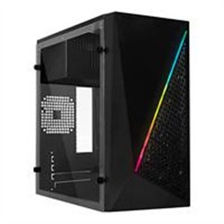 GABINETE ACTECK KIOTO GC460 / MINI TORRE / MICRO ATX, MINI ITX / FUENTE 500W / ILUMINACION RGB / PANEL ACRILICO, METAL / NEGRO /