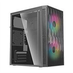GABINETE ACTECK FUJI GC470 / MINI TORRE / MICRO ATX , MINI ITX / FUENTE 500W / VENTILADOR RGB / PANEL ACRILICO, METAL / NEGRO / 