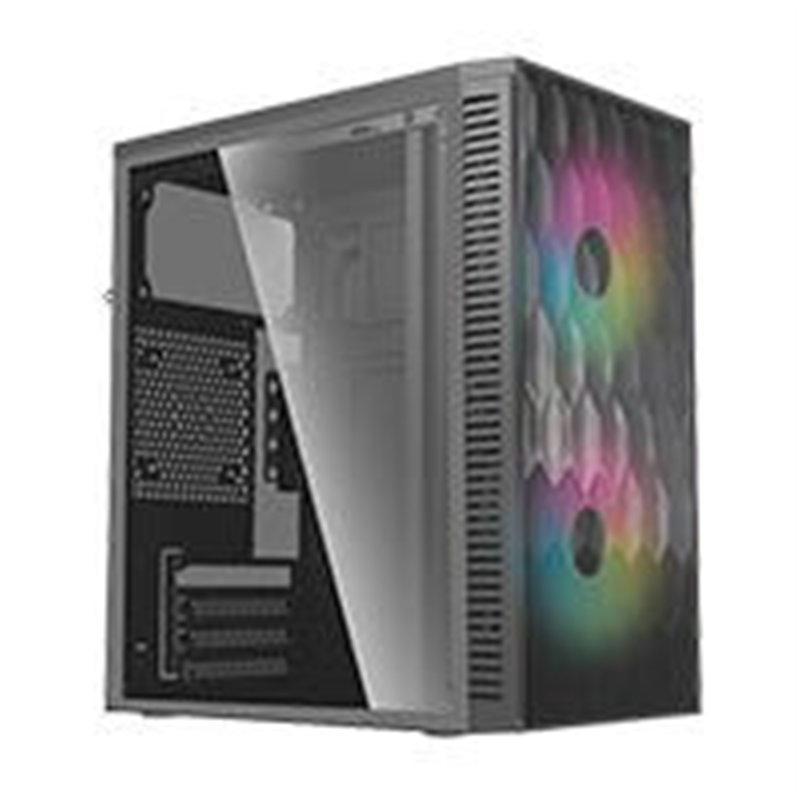 GABINETE ACTECK FUJI GC470 / MINI TORRE / MICRO ATX , MINI ITX / FUENTE 500W / VENTILADOR RGB / PANEL ACRILICO, METAL / NEGRO / 