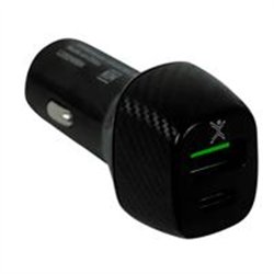 ADAPTADOR DE CORRIENTE PARA AUTO USB Y TIPO C PERFECT CHOICE NEGRO