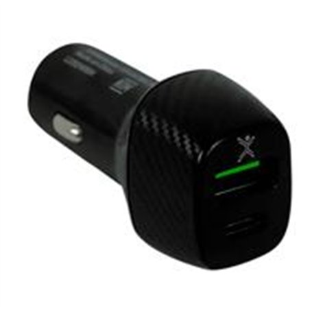 ADAPTADOR DE CORRIENTE PARA AUTO USB Y TIPO C PERFECT CHOICE NEGRO