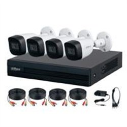 KIT 4 CANALES DAHUA 2 MEGAPIXELES AUDIO/ DVR COOPER-I WIZSENSE/ CON IA/ H.265+/ 4 CAMARAS METALICAS MICROFONO INTEG/ 4 CH+ 1 IP 