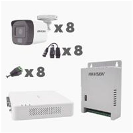 KIT TURBOHD 2 MEGAPIXELES HIKVISION KH1080P8BFH DVR 8 CANALES CON AUDIO POR COAXITRON / 8 CáMARAS CON MICRóFONO INTEGRADO 101° V