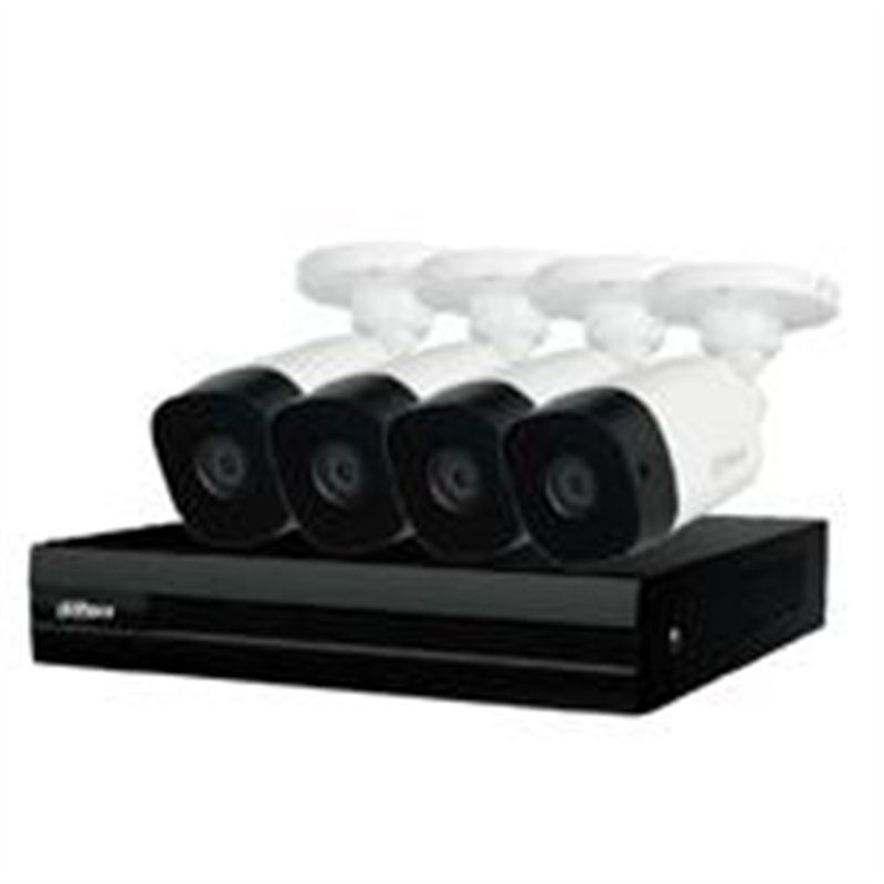 KIT DE 8 CANALES 2 MEGAPIXELES/ CON 4 CAMARAS/ WIZSENSE/ H.265/ 4 CAMARAS 1080P DE POLICARBONATO/ 4 CANALES1 IP/ 4 CANALES CON S