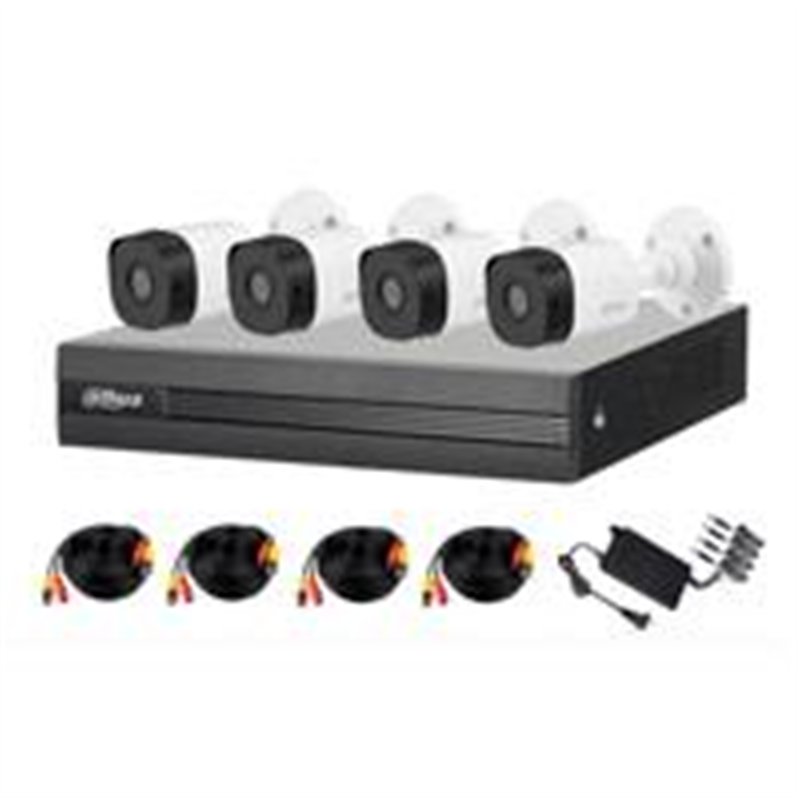 KIT DE 4 CANALES DE 2 MEGAPIXELES/ DVR COOPER-I WIZSENSE/ CON IA/ H.265/ 4 CAMARAS B1A21 1080P/ 4 CANALES 1 IP O HASTA 5 CANALES