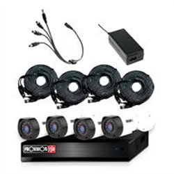 KIT / PROVISION ISR / DVR 4 CANALES DE 2 MEGAPIXELES / 4 CAMARAS 2MP / LENTE 2.8MM 90º GRADOS DE APERTURA / IP66 / INFRARROJO / 