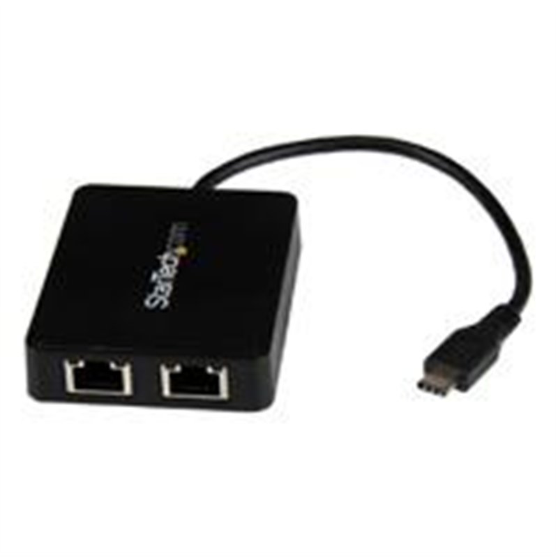 ADAPTADOR DE RED USB-C CON DOS PUERTOS ETHERNET GIGABIT Y PUERTO ADICIONAL USB TYPE-A - STARTECH.COM MOD. US1GC301AU2R