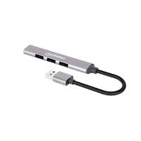 HUB USB,MANHATTAN,168427, V2.0  3 PTOS Y V3.0 1 PTO, ALUMINIO GRIS ESPACIAL