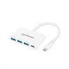 HUB USB-C,MANHATTAN,168434, 3 PTOS A + 1 PTO C PD, 5GBPS, BLANCO