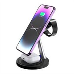 CARGADOR ACTECK ENERGON S-MATE CI740 / INALAMBRICO QI / 15 W / 3 DISPOSITIVOS / COMPATIBLE CON APPLE / AC-937139
