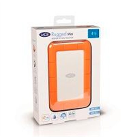 DISCO DURO EXTERNO LACIE RUGGED MINI 4TB 2.5 PORTATIL USB 3.0 NARANJA-PLATA WINDOWS MAC CONTRAGOLPES AGUA Y POLVO