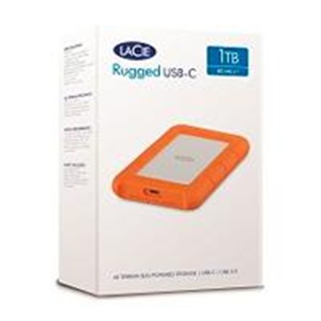 DISCO DURO EXTERNO LACIE RUGGED USB-C 1TB 2.5 PORTATIL USB 3.1 NARANJA-PLATA WINDOWS MAC CONTRAGOLPES AGUA Y POLVO