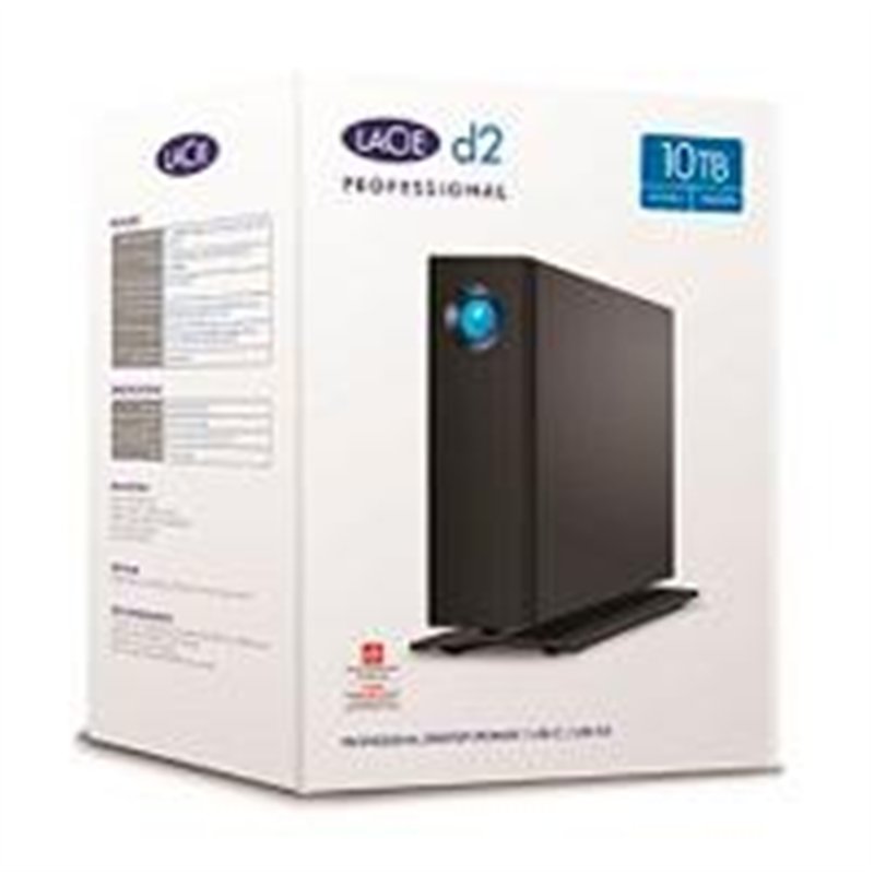 DISCO DURO EXTERNO LACIE D2 PROFESSIONAL 10TB 3.5 ESCRITORIO USB 3.1 TIPO-C USB 3.0 NEGRO WIN MAC ADAPT DE ALIMENTACION