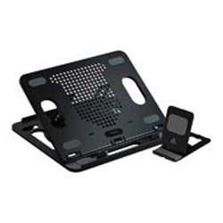 BASE ENFRIADORA ACTECK FROOST PRIME BE225 / 11-17 PUL / 8 NIVELES / GIRATORIA / ANTIDERRAPANTE / INCLUYE PORTA CELULAR / NEGRO /