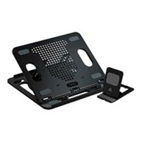BASE ENFRIADORA ACTECK FROOST PRIME BE225 / 11-17 PUL / 8 NIVELES / GIRATORIA / ANTIDERRAPANTE / INCLUYE PORTA CELULAR / NEGRO /