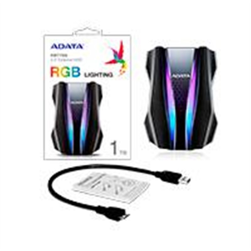 DISCO DURO EXTERNO ADATA HD770G 1TB PORTATIL 2.5 USB 3.2 WINDOWS MAC LINUX CONTRAGOLPES GAMING RGB COLOR NEGRO (AHD770G-1TU32G1-