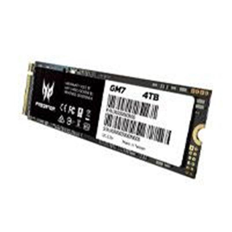 UNIDAD DE ESTADO SOLIDO SSD INTERNO PREDATOR GM7 4TB M.2 2280 NVME PCIE GEN 4X4 LECT.7200 ESCRIT.6300 MBS 3D TLC NAND PC LAPTOP 
