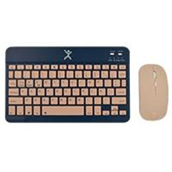 KIT TECLADO Y MOUSE INALAMBRICO BLUETOOTH RECARGABLE ERGONOMICO COMPACTO PERFECT CHOICE GENOVA - AZUL