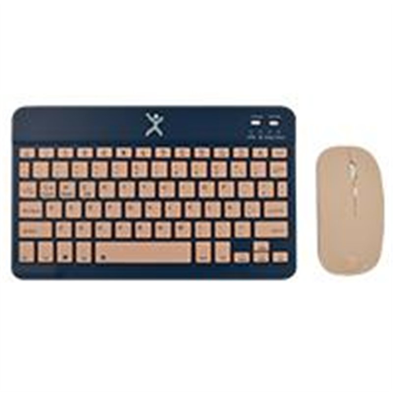 KIT TECLADO Y MOUSE INALAMBRICO BLUETOOTH RECARGABLE ERGONOMICO COMPACTO PERFECT CHOICE GENOVA - AZUL