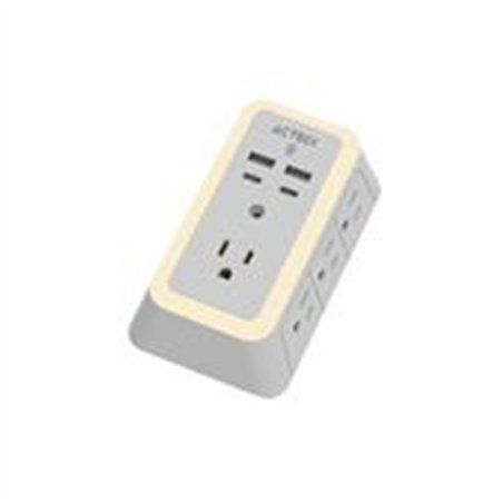 CARGADOR DE PARED ACTECK ENERGON LUMINA CP515 / 11 EN 1 / 7 X TOMACORRIENTE / 2 USB / 2 TIPO C / RESISTENTE AL FUEGO / SUPRESOR 
