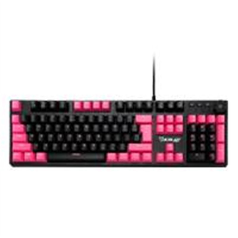 TECLADO MECANICO EXTENDIDO OCELOT/ALAMBRICO/ILUMINACION TIPO RGB CUBIERTA DE ABS/COLOR NEGRO CON ROSA/GAMER