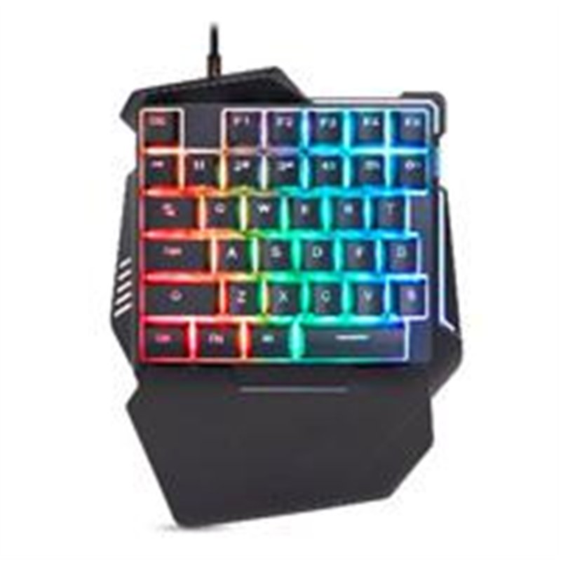 TECLADO BROBOTIX GAMER, ALAMBRICO USB, RGB, ONE HAND, NEGRO