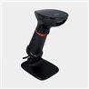 LECTOR DE CODIGOS DE BARRA GHIA GS2DB2 / 2D / LED ROJO / USB / CON BASE / QR / NEGRO