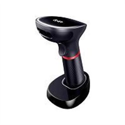 LECTOR DE CODIGOS DE BARRAS GHIA GSW2 / INALAMBRICO / 2D / LED ROJO Y BLANCO / BLUETOOTH / USB / BASE DE CARGA / QR / NEGRO