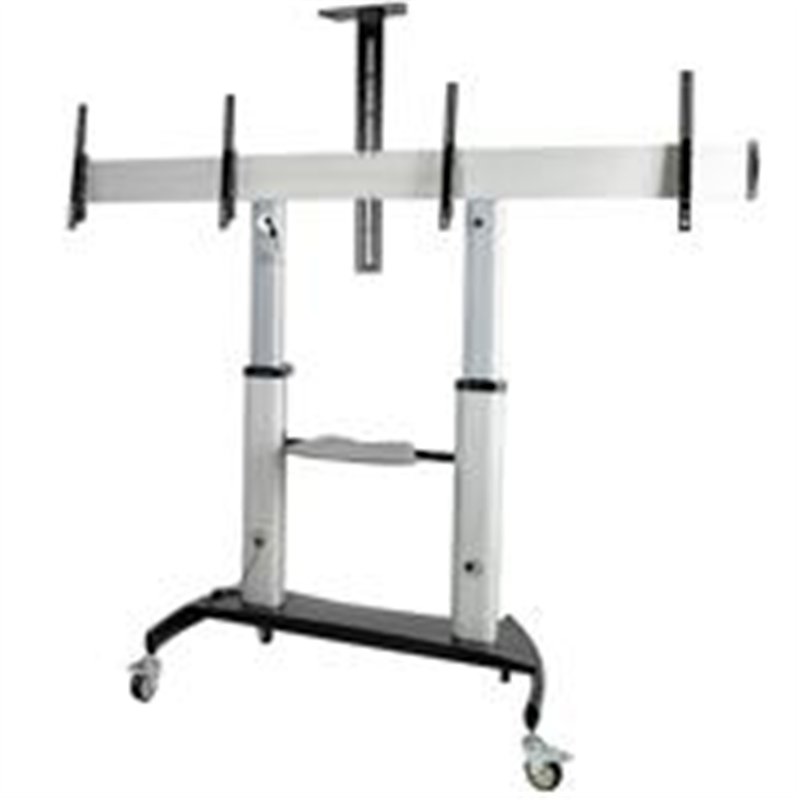 CARRITO PARA DOS TV DE 37 A 60 PULGADAS - HASTA 50KG CADA UNO - SOPORTE VESA MOVIL PARA DOS TV - CON ESTANTES PARA EQUIPOS - SOP